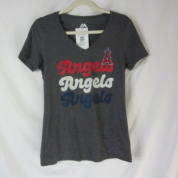 L.A. Angels MLB Team Baseball T Shirt Charcoal Gray Logo Women's Size Small NWT - Picture 2 of 6